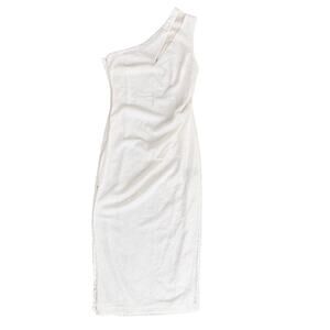 Michael Costello x Revolve White Sequin One Shoulder Dress Sz M